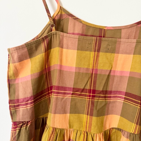 Madewell Plaid Babydoll Cami Dress Madras Spiced Olive M - Picture 10 of 12